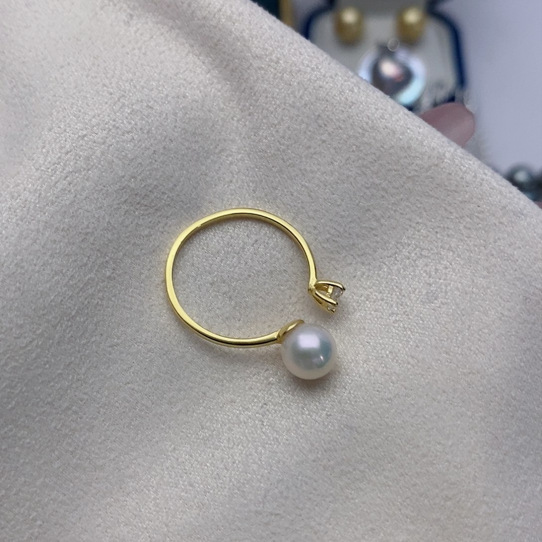 【闪购商品】淡水珍珠戒指银S925镶嵌63