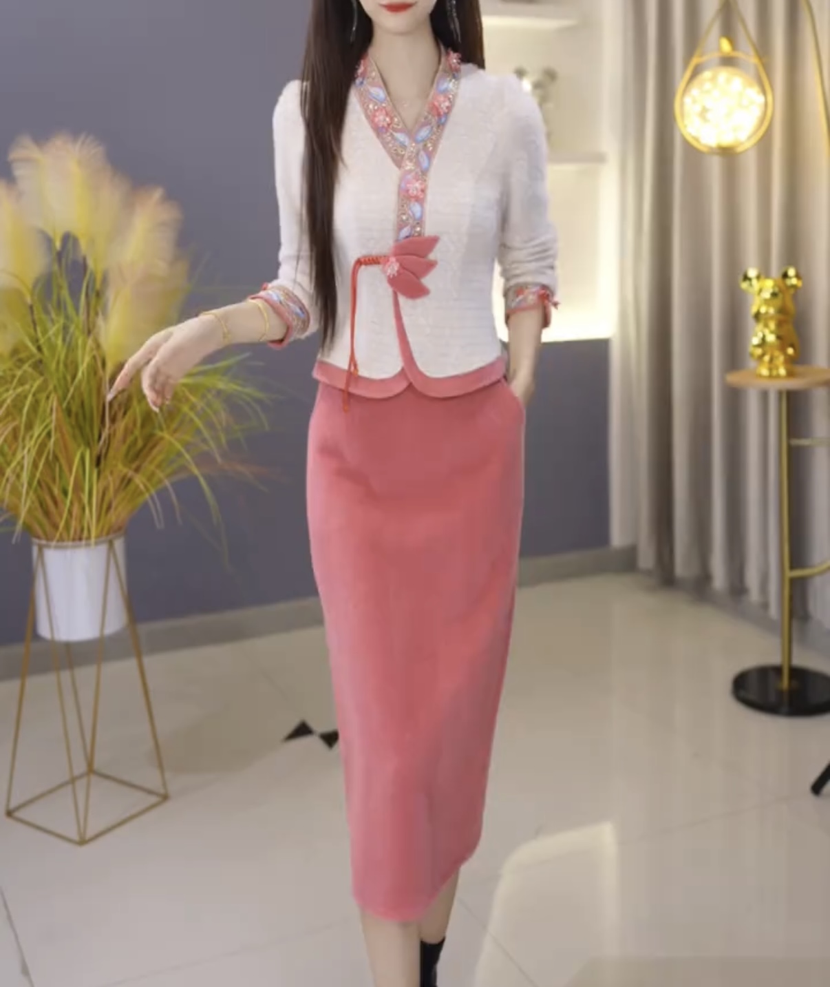 【定制套装】C931上衣配半身裙优雅气质时尚减龄休闲显瘦收腰早秋