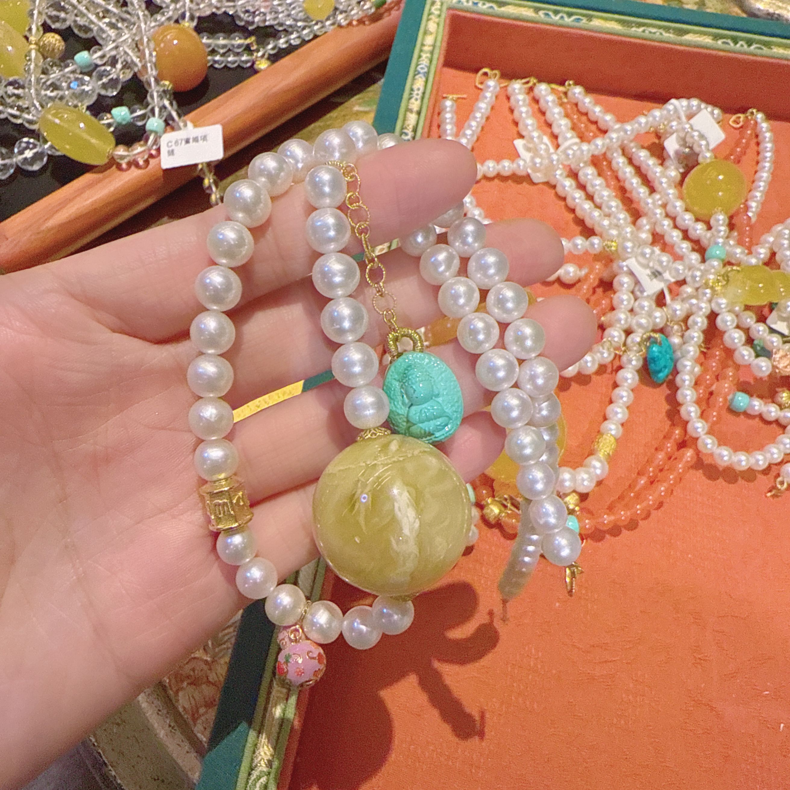 C05未镶嵌珍珠蜜蜡项链25216