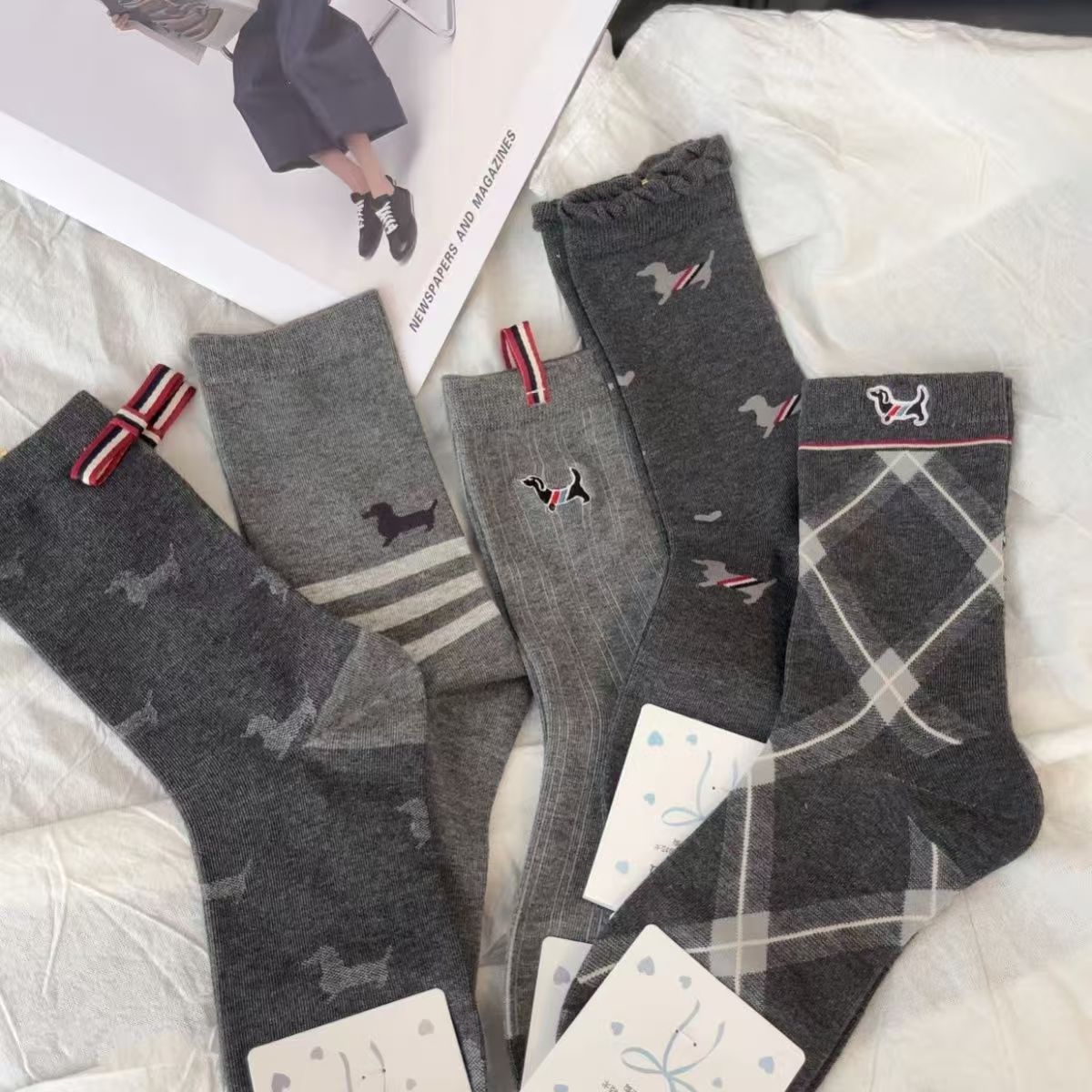 【Molly专属】 木木达爆款TB狗布标刺绣长筒袜秋冬款加厚抗起袜子