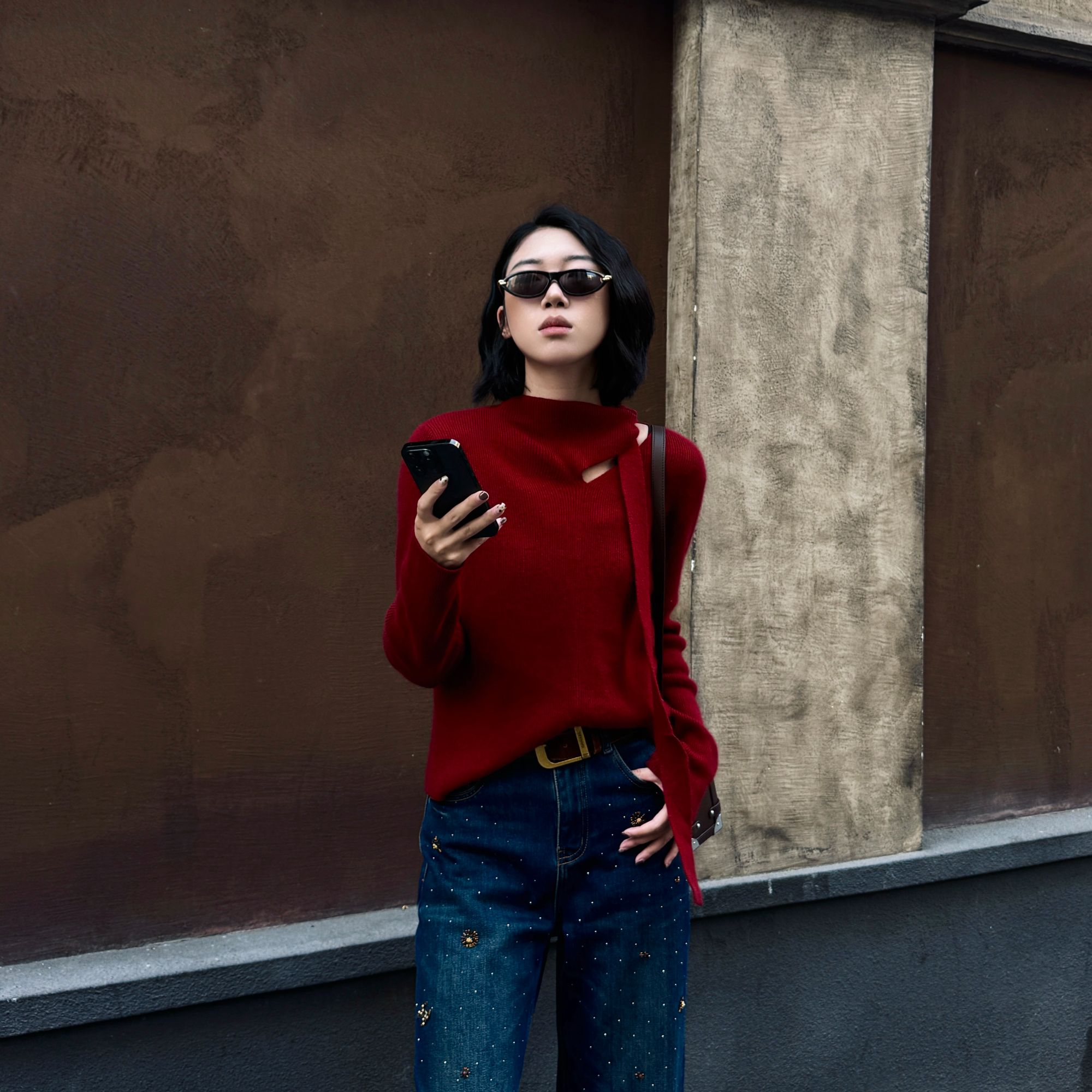 RISING&CLOUDS【莎莎】时尚百搭秋冬显瘦舒适飘带针织衫120301