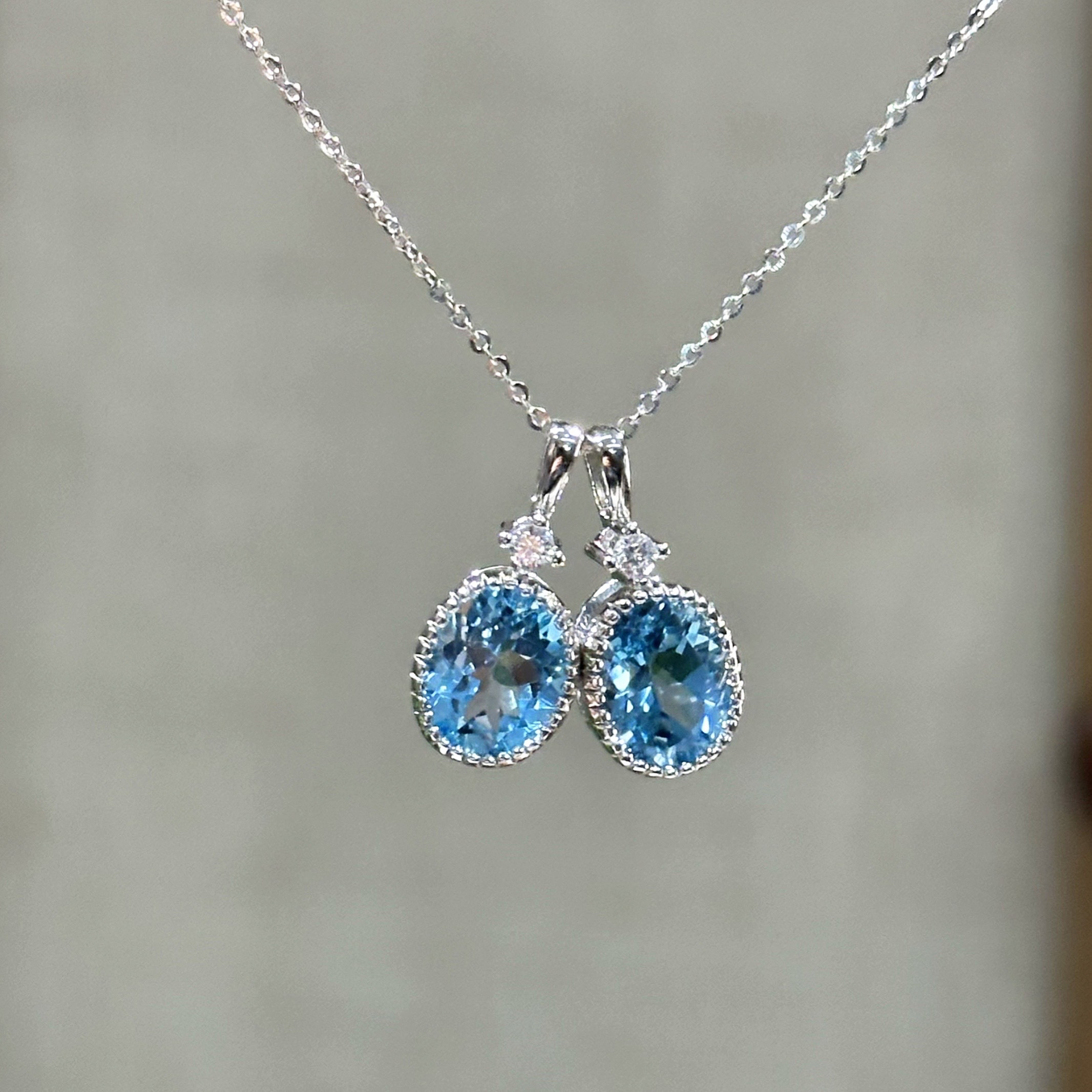 【地大甄选·瑞士来信】托帕石吊坠瑞士蓝轻奢时尚经典s925多样发一