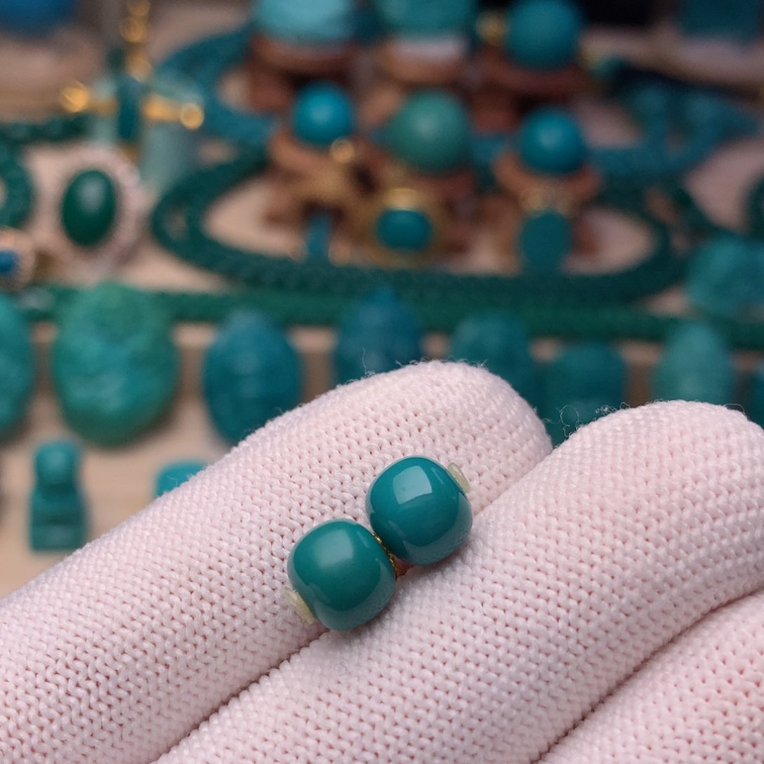 未镶嵌绿松石珠宝奇石7.5m m