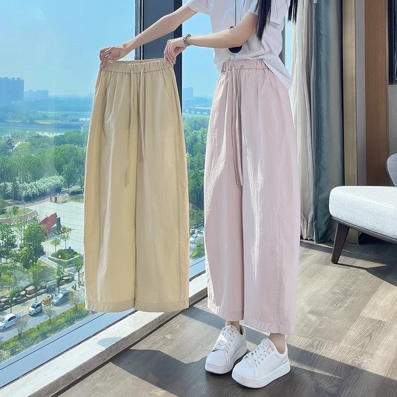 九分冰丝速干气球裤女2025年新款夏天薄款高腰宽松窄版直筒阔腿裤