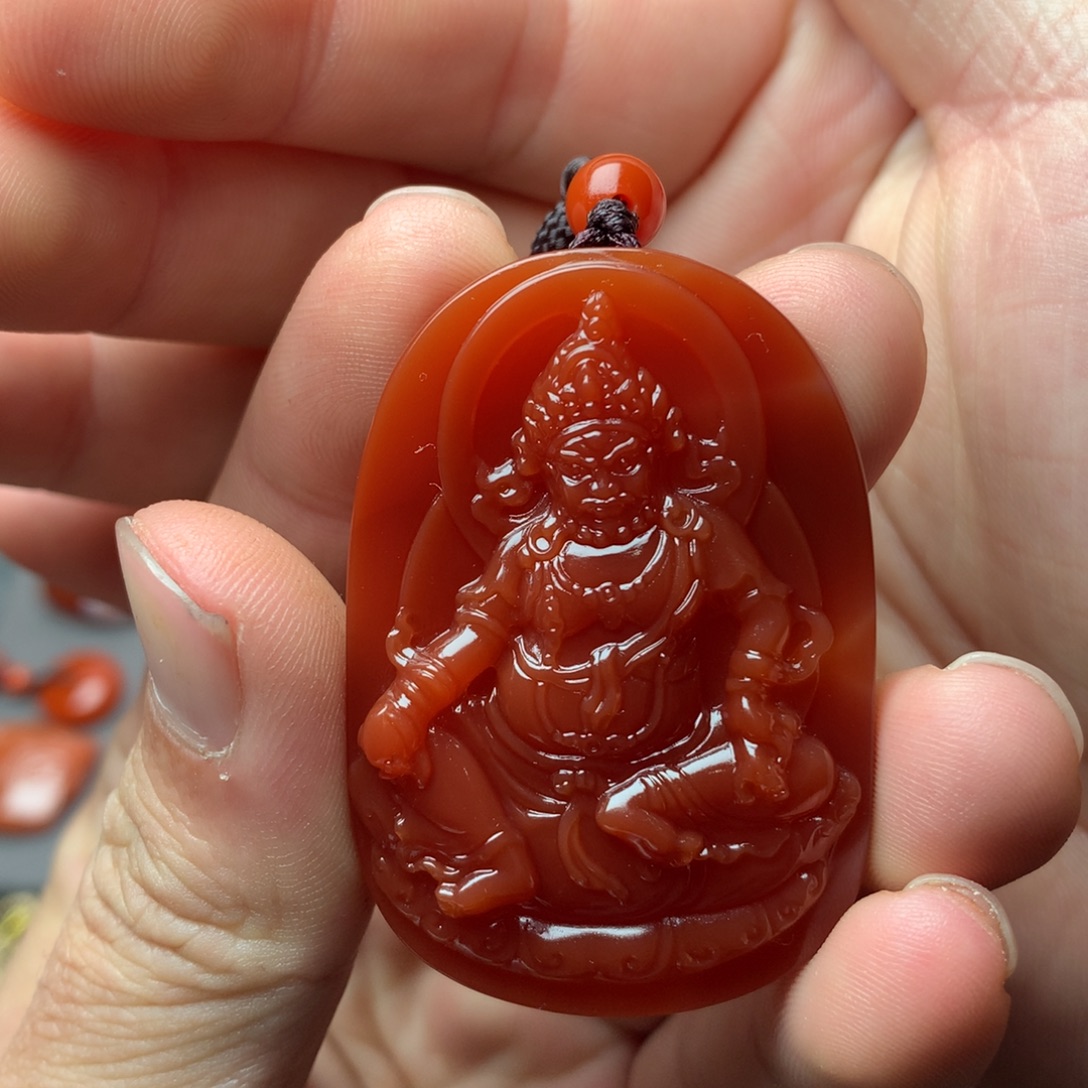 南红玛瑙未镶嵌1黄财神吊坠