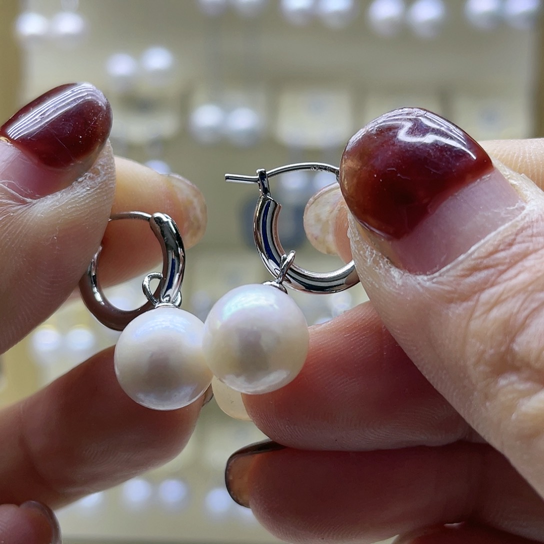 淡水珍珠耳饰银S925镶嵌