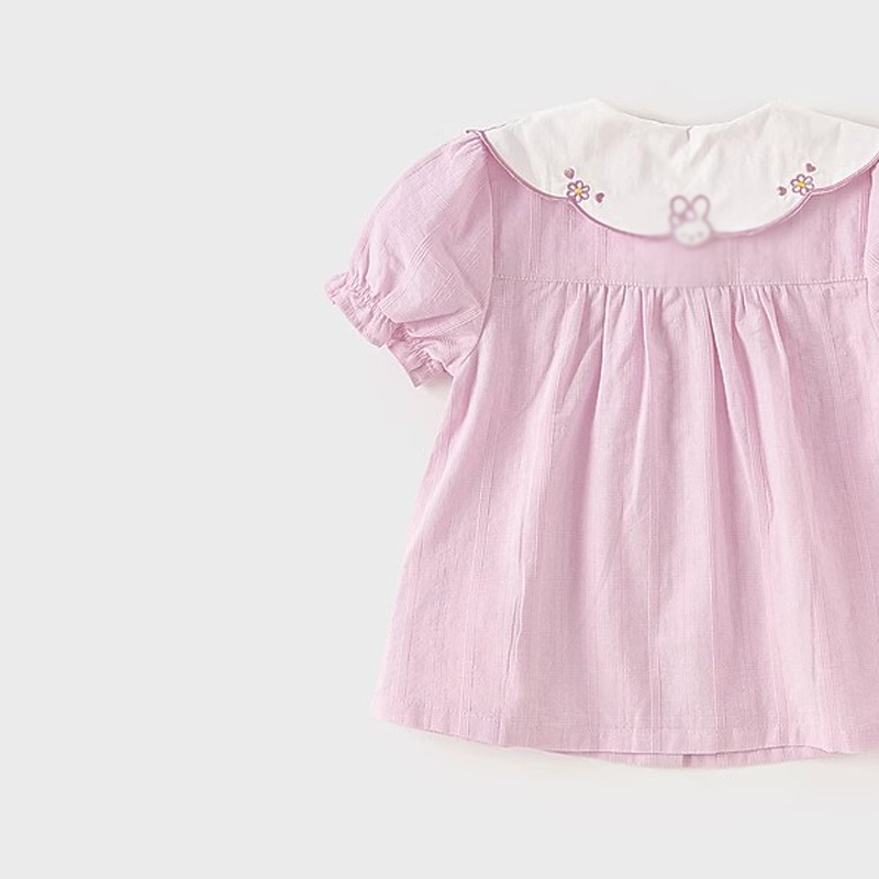 B1668女童T恤夏装25新款洋气宝宝翻领娃娃衫小女孩上衣童装（汉服）