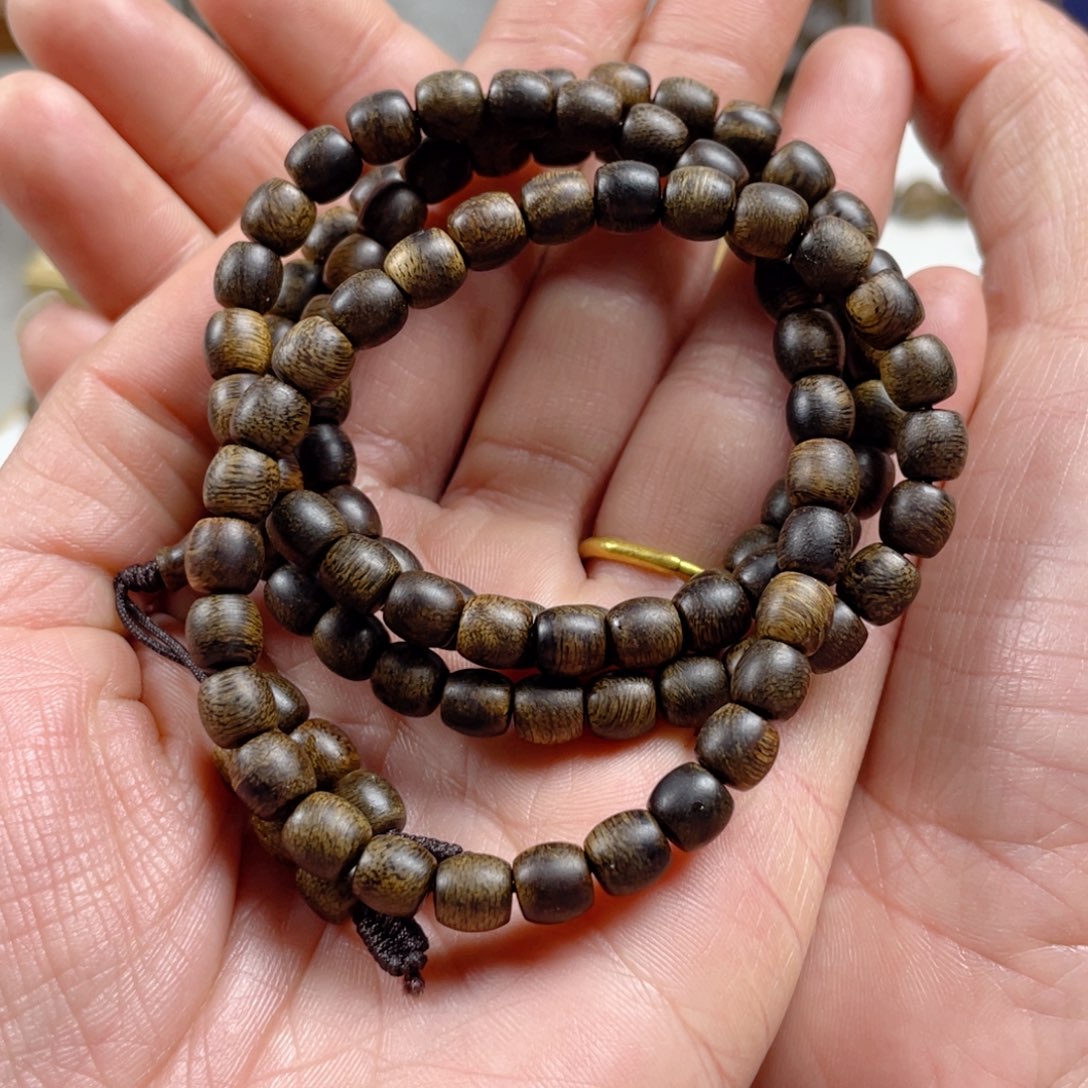 沉香手串越南芽庄老白棋玉化老料满瘤疤0.6×108