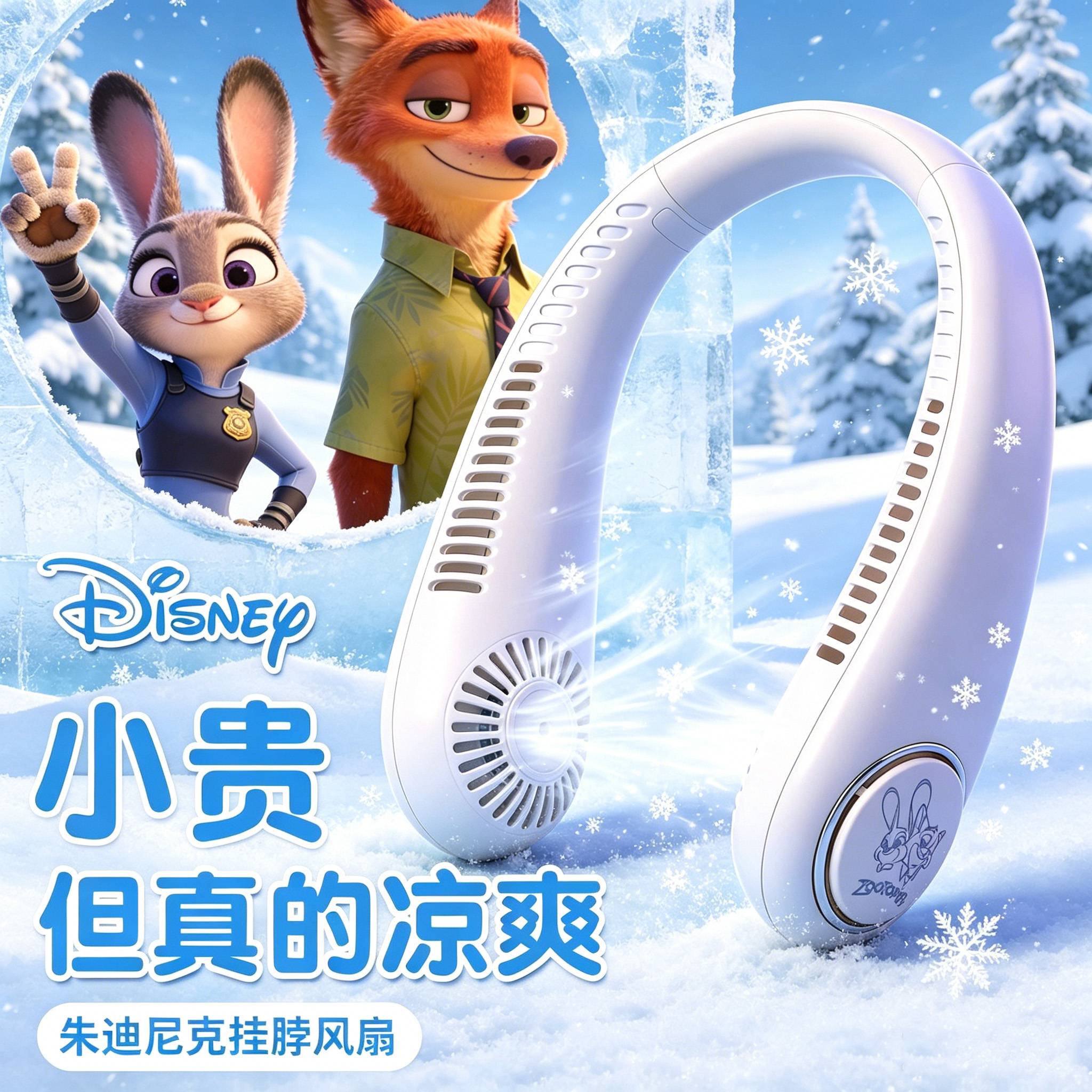 Disney/迪士尼儿童礼物送孩子仪式感挂脖风扇便携USB充电降温神器