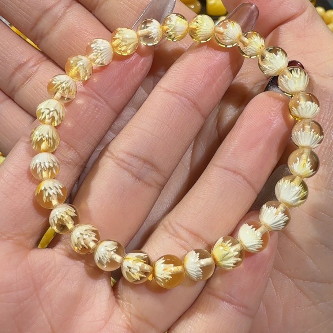 琥珀手链未镶嵌7m+金珀雕刻手串5.5