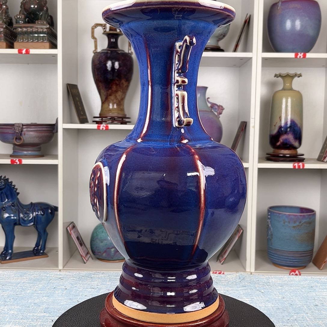 瓷片百**海福寿瓶摆件摆件