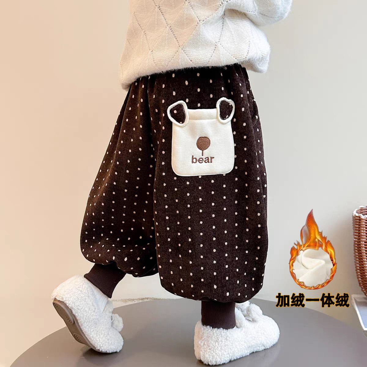 Z0068女宝加绒裤子秋冬季新款中小儿童冬款小女孩加厚灯芯绒长裤