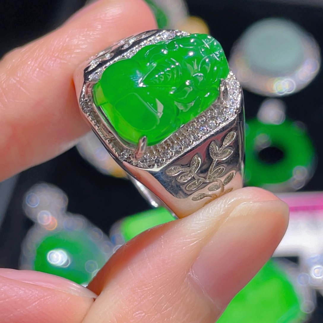 翡翠戒指银S925镶嵌1111111111111