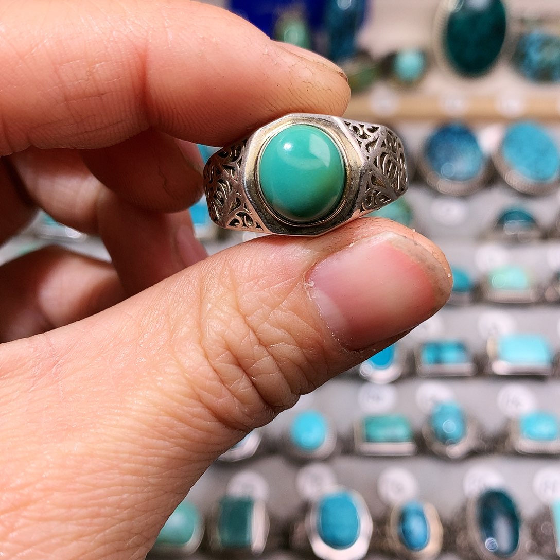 绿松石挂件银S925镶嵌