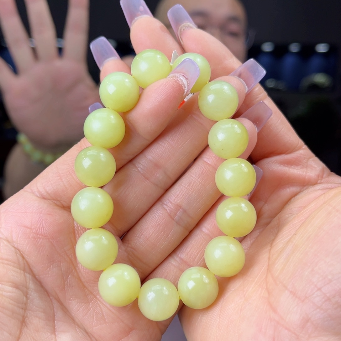 未镶嵌手串和田玉天然和田玉新疆若羌鸡油黄口料14