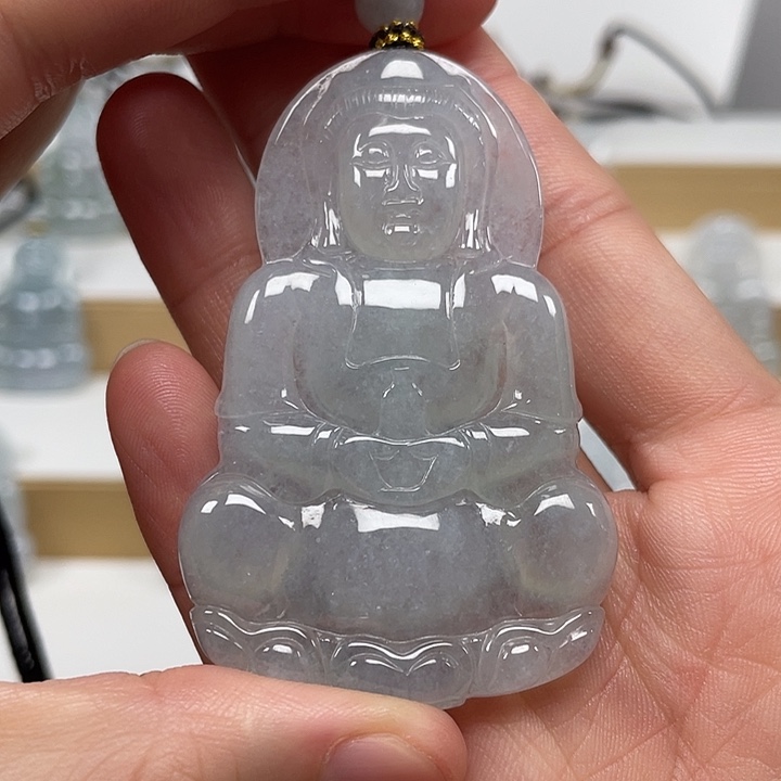 翡翠未镶嵌颈饰天然缅甸翡翠A货观音66号