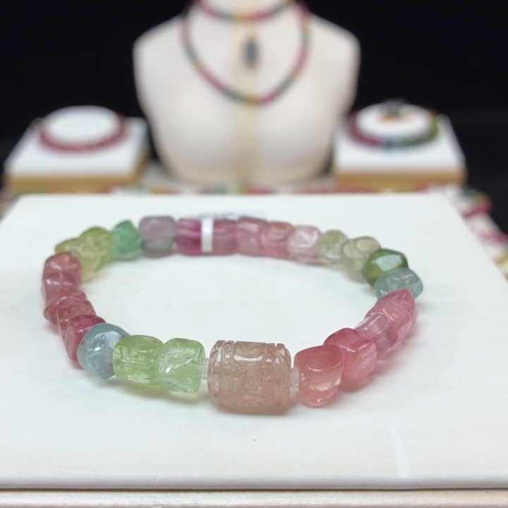 波***哥碧玺手链未镶嵌7mm±