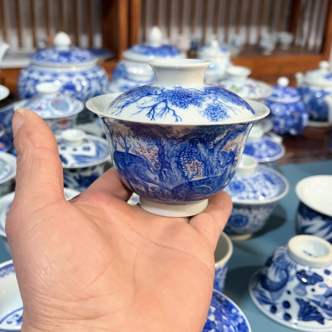 錡镇堂手工手绘盖碗