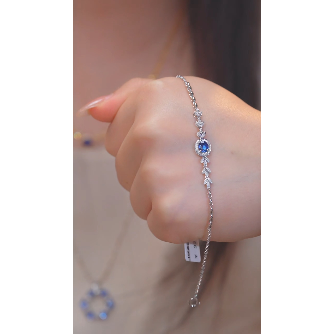 蓝宝石手链18K金镶嵌（0.70ct）@@U9514