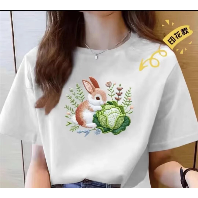 【100%纯棉】夏季上新女款女士时尚百搭潮流短袖t恤圆领显瘦半袖