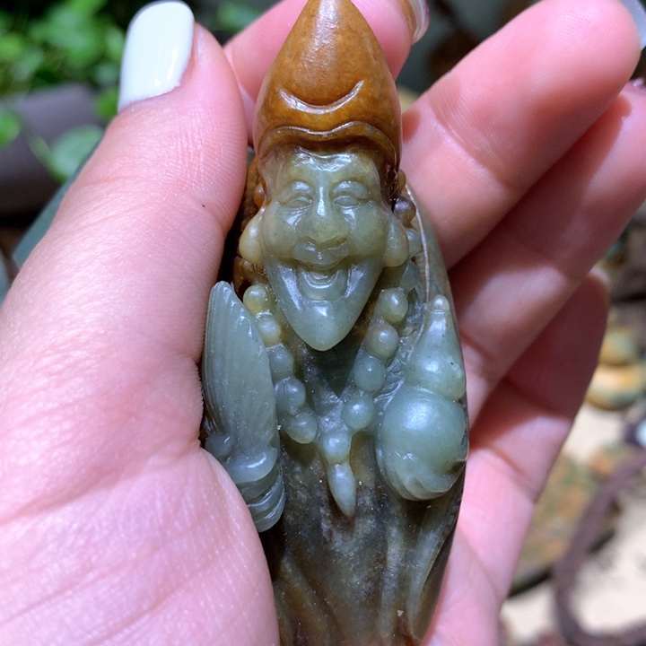 岫岩河磨玉（透闪石质玉）手把件未镶嵌
