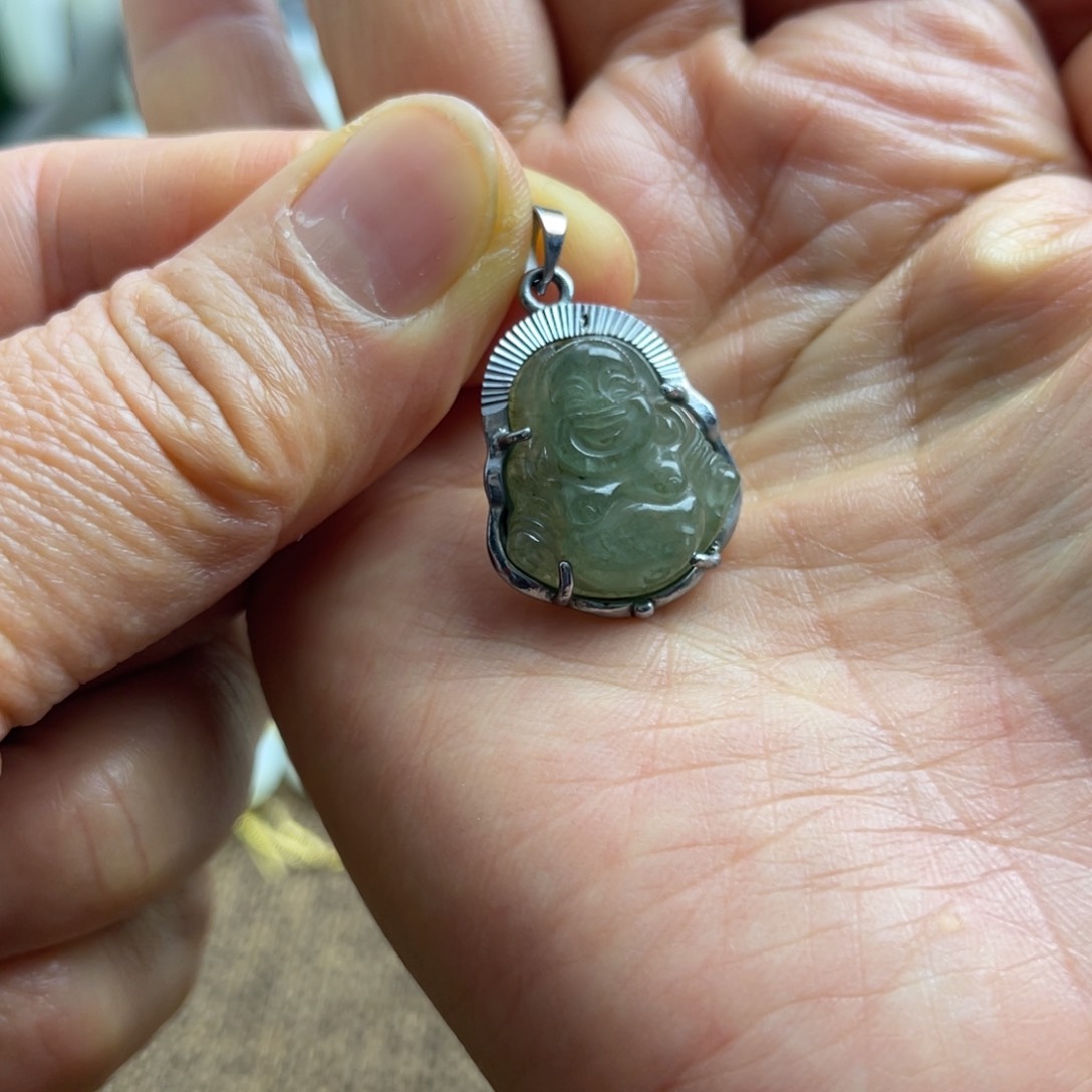 翡翠吊坠(不含链)银S925镶嵌忘*