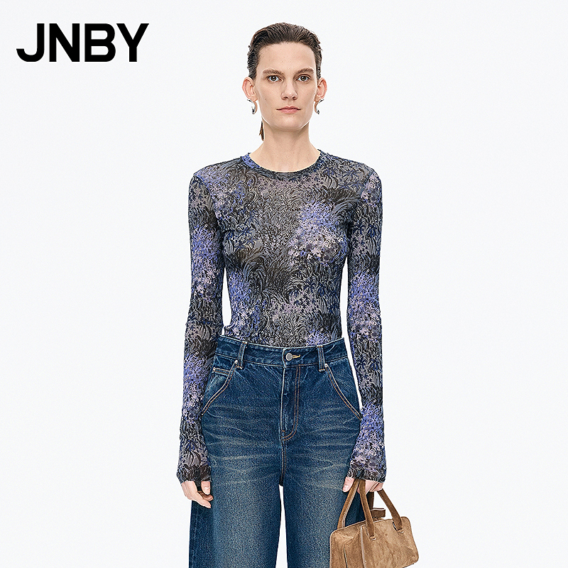 【商场同款】JNBY/江南布衣25秋新品T恤修身圆领长袖5P9113070