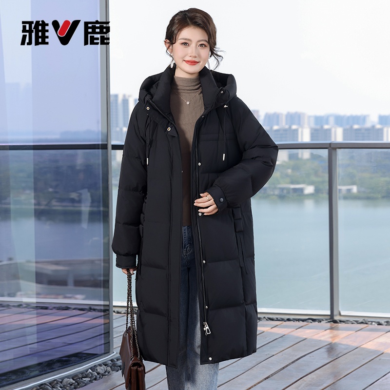 雅鹿羽绒服女士中长款减龄冬季鸭绒加厚宽松气质时尚百搭外套3090