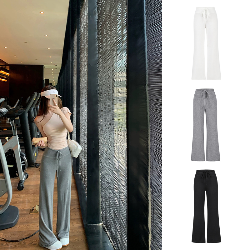 Moses Queen/魔西女王 太空棉美式休闲卫裤设计感高腰拖地阔腿裤