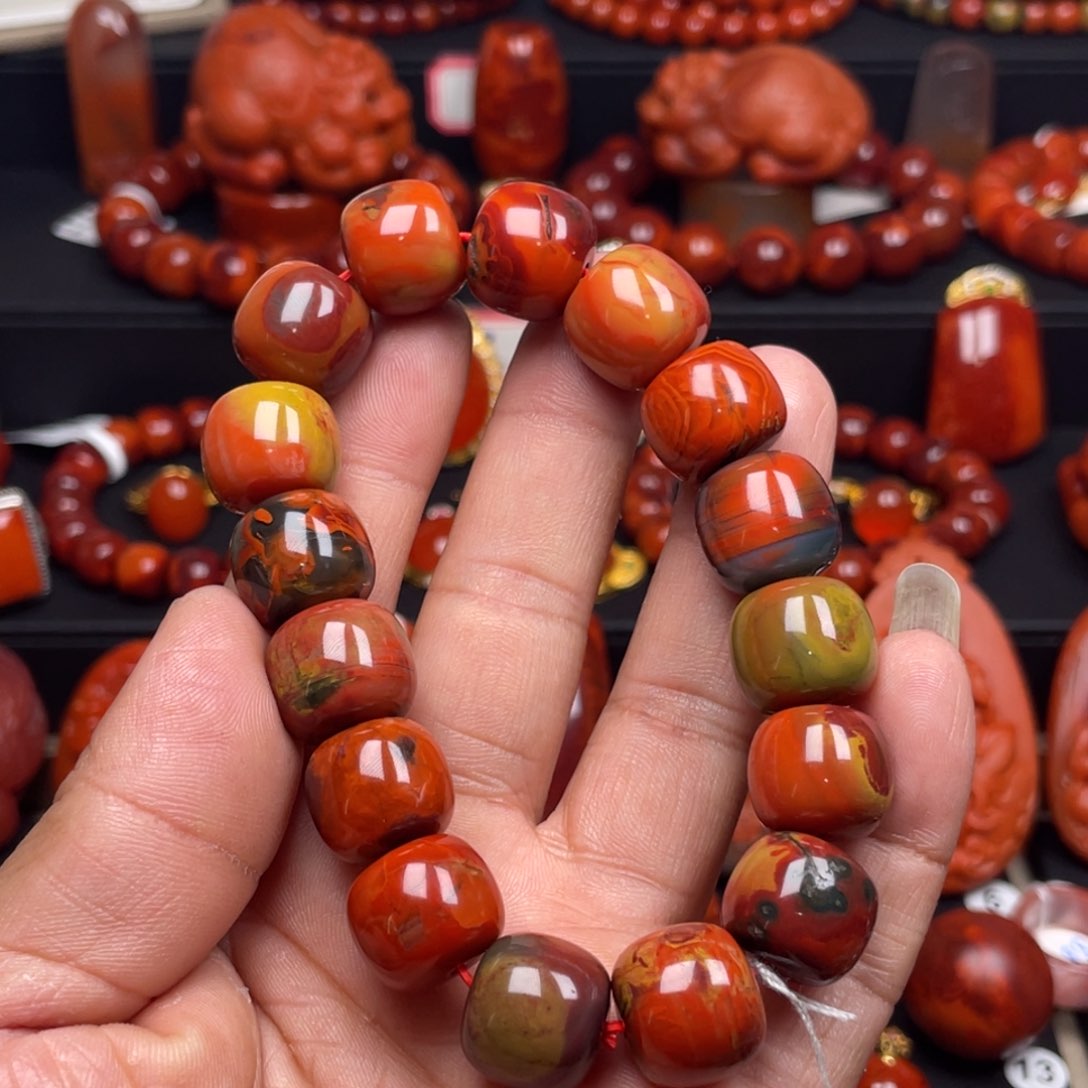 南红玛瑙珠宝奇石未镶嵌单圈14