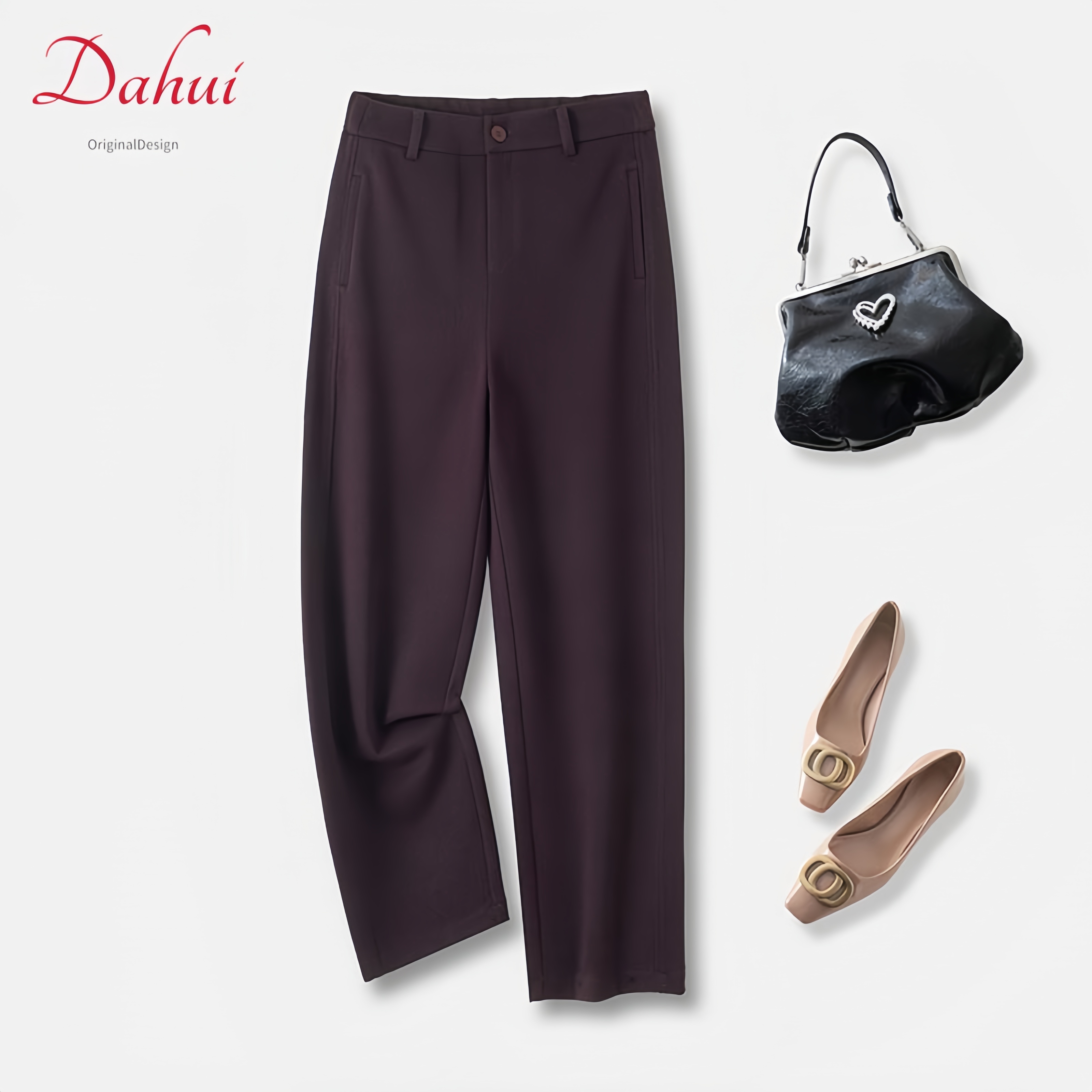 冬季加厚保暖羊毛呢显瘦镰刀百搭舒适高腰时尚休闲镰刀裤-5920