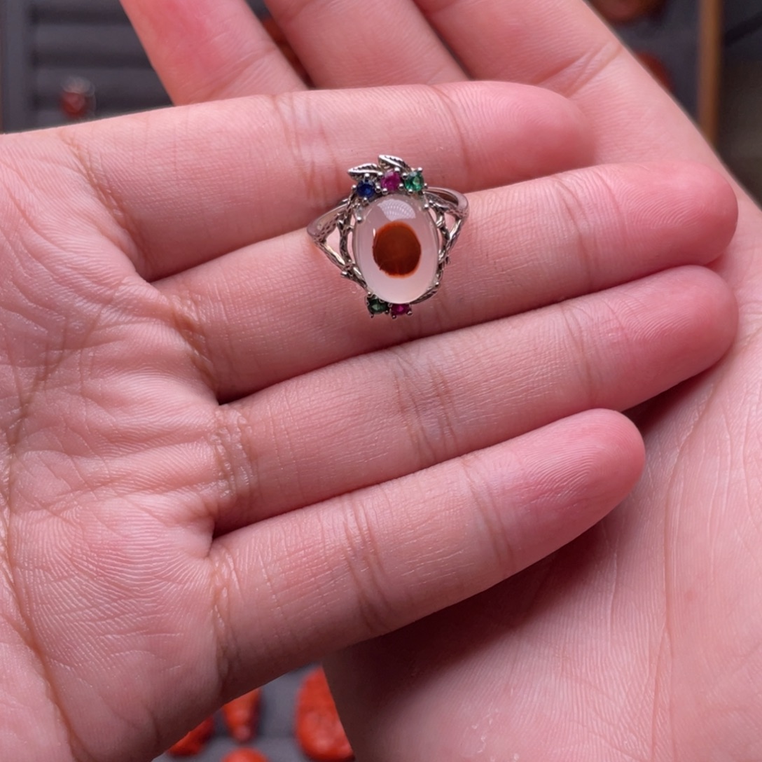 南红玛瑙银S925镶嵌配饰