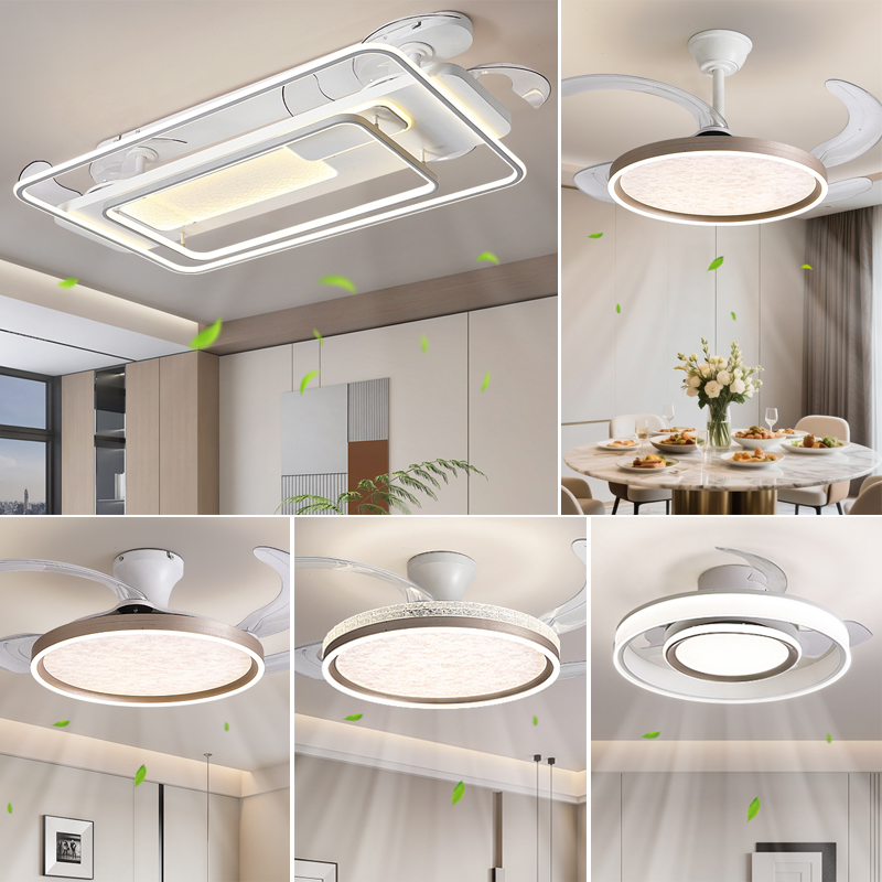 2025新款客厅双隐形风扇灯简约大气家用电风扇灯一体智能灯具套餐