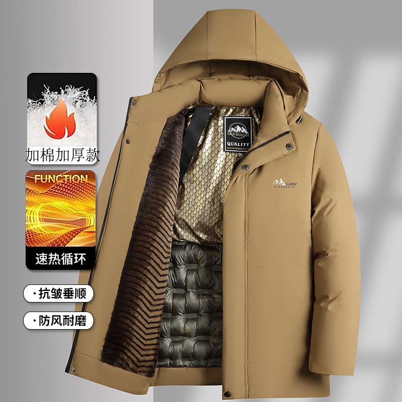 【加绒加厚】冬季新款防风保暖防寒加绒中老年爸爸装棉服