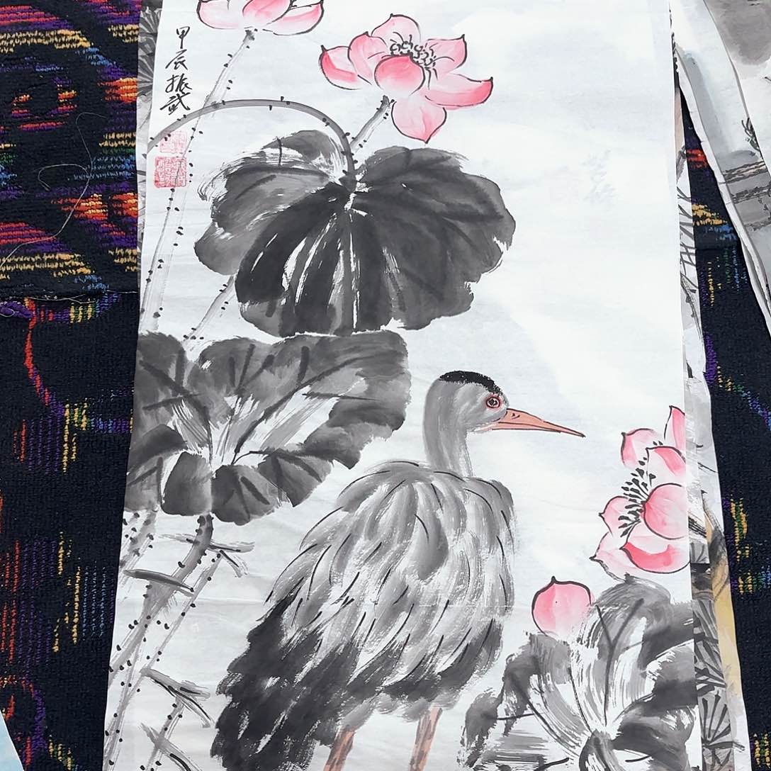 国画苦修三尺花鸟朱