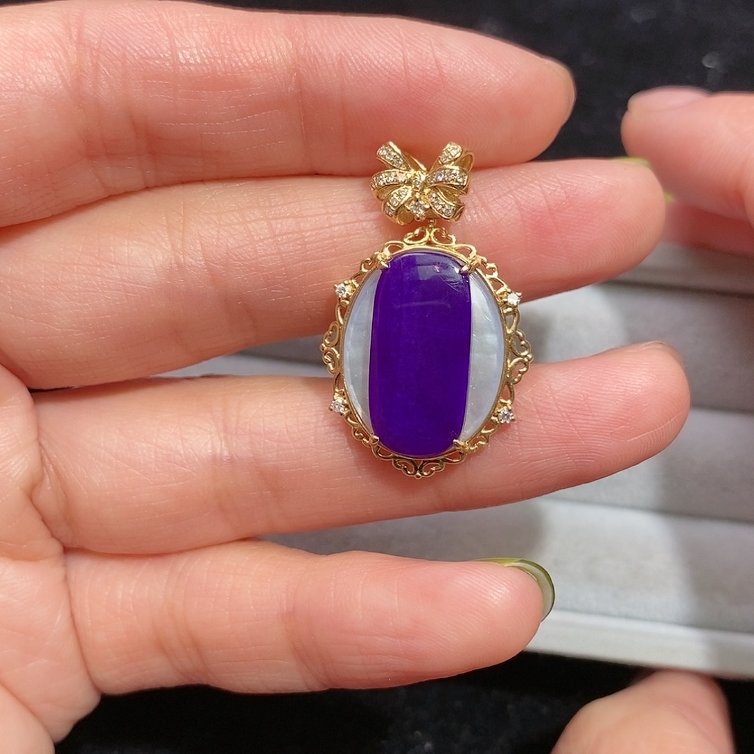 苏纪石（舒俱来）18K金镶嵌吊坠(不含链)