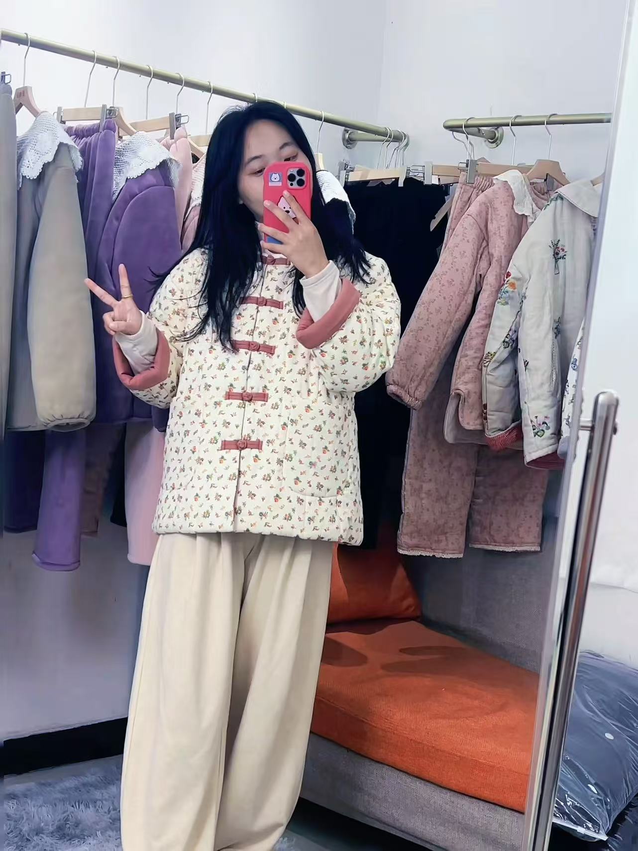 300g新疆棉【碎花盘扣】宽松显瘦家居服
