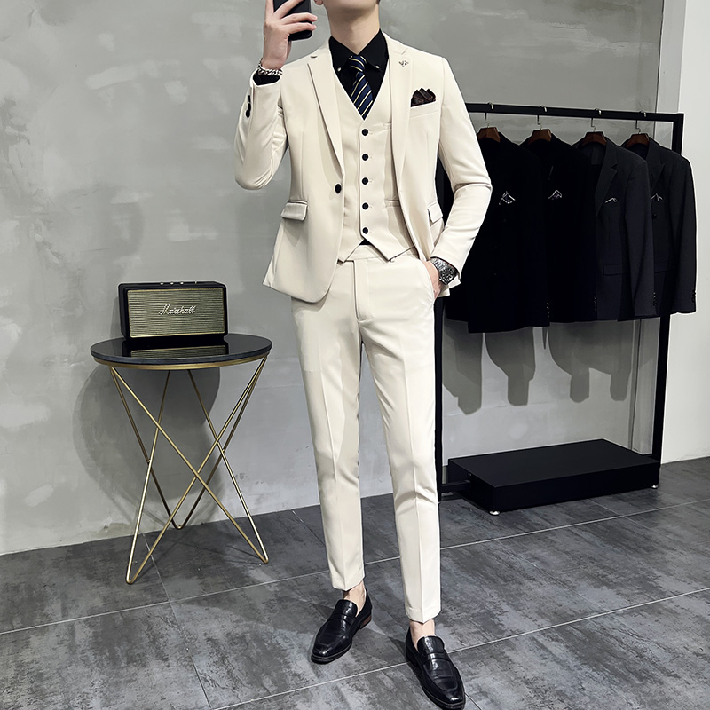 伴郎新郎结婚礼服修身小西装男时尚休闲潮流痞帅炸街职业西服套装