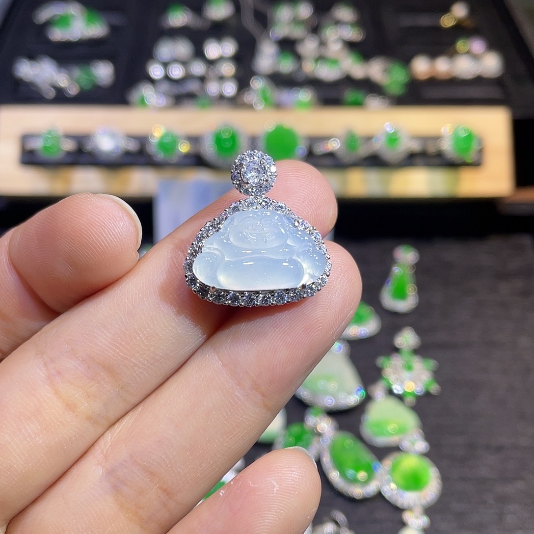 翡翠银S925镶嵌吊坠(不含链)