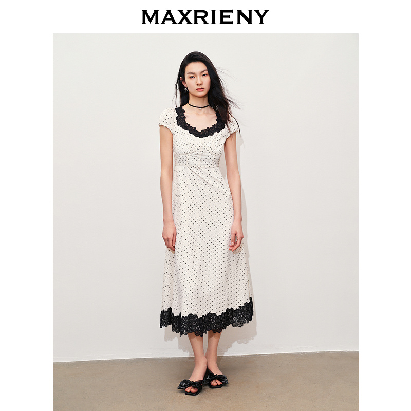 【千颂妮专属】MAXRIENY法式复古风韵收腰连衣裙