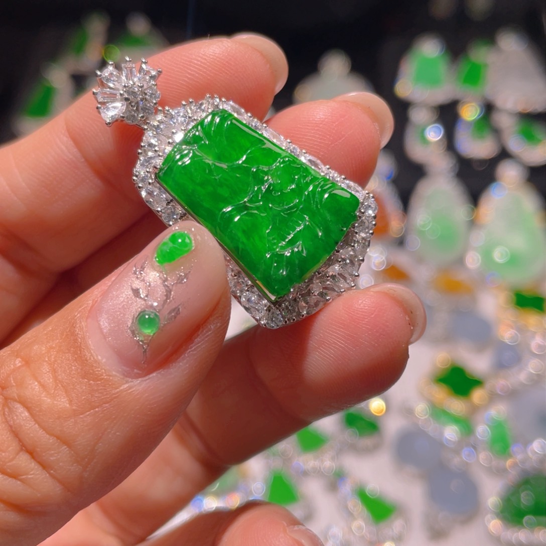 翡翠颈饰银S925镶嵌精品