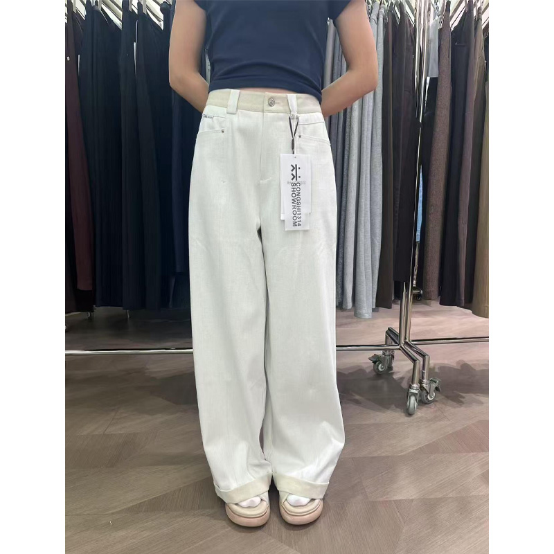 茵曼2025冬季休闲纯色阔腿裤极简宽松保暖长裤子厚裤子拖地裤显瘦