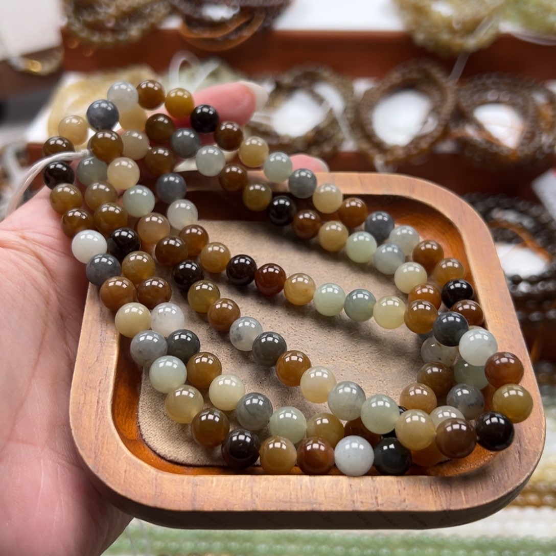 毛衣链未镶嵌和田玉珠串8mm