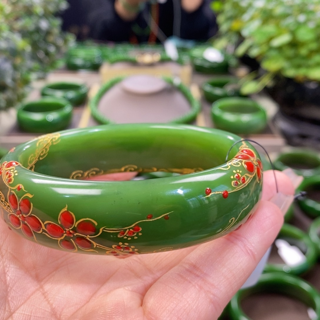 和田玉（碧玉）手镯未镶嵌62 63