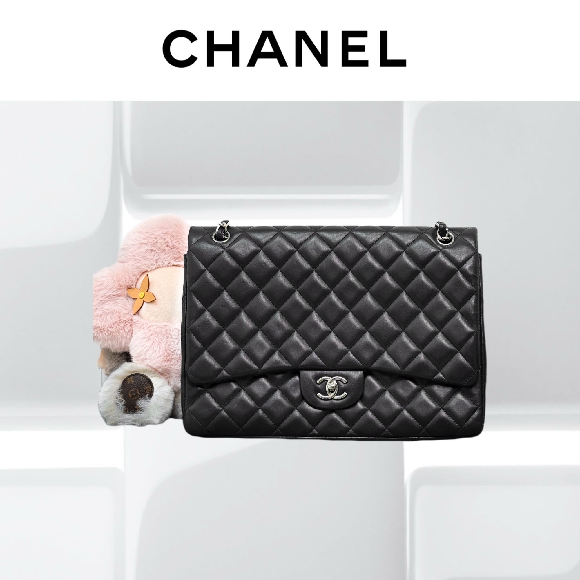 99新 Chanel/香奈儿 cf max 黑银 菱格纹 链条包