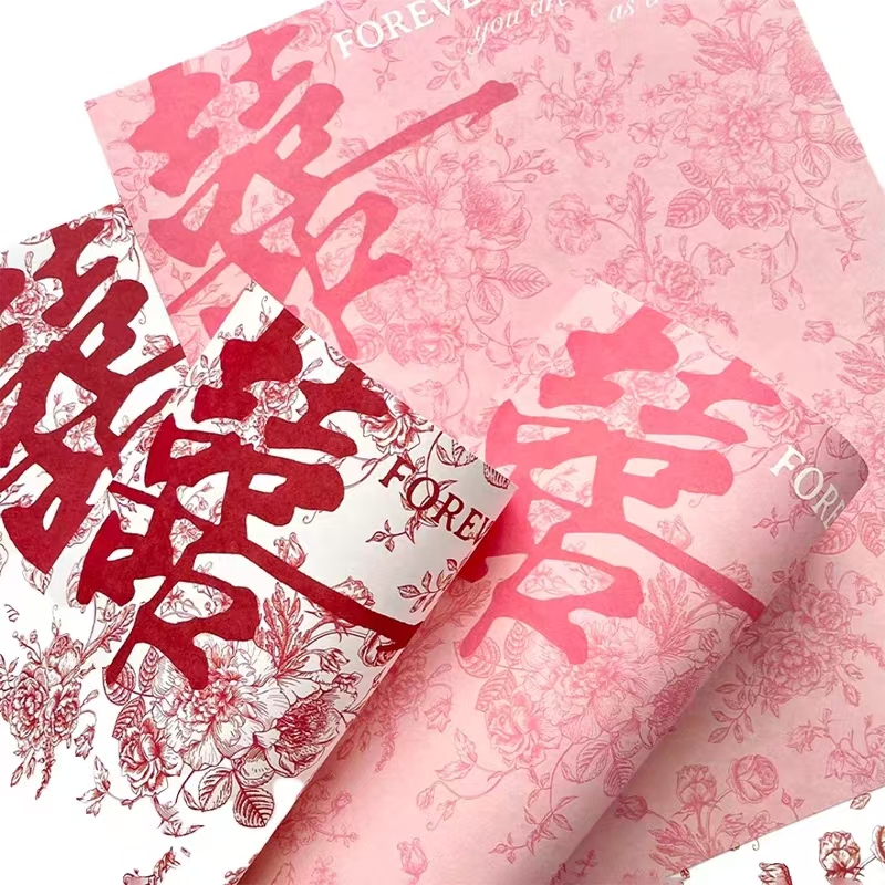 2025新品喜上眉梢包花硬卡纸婚庆花束专用加厚包装纸花店用品资材