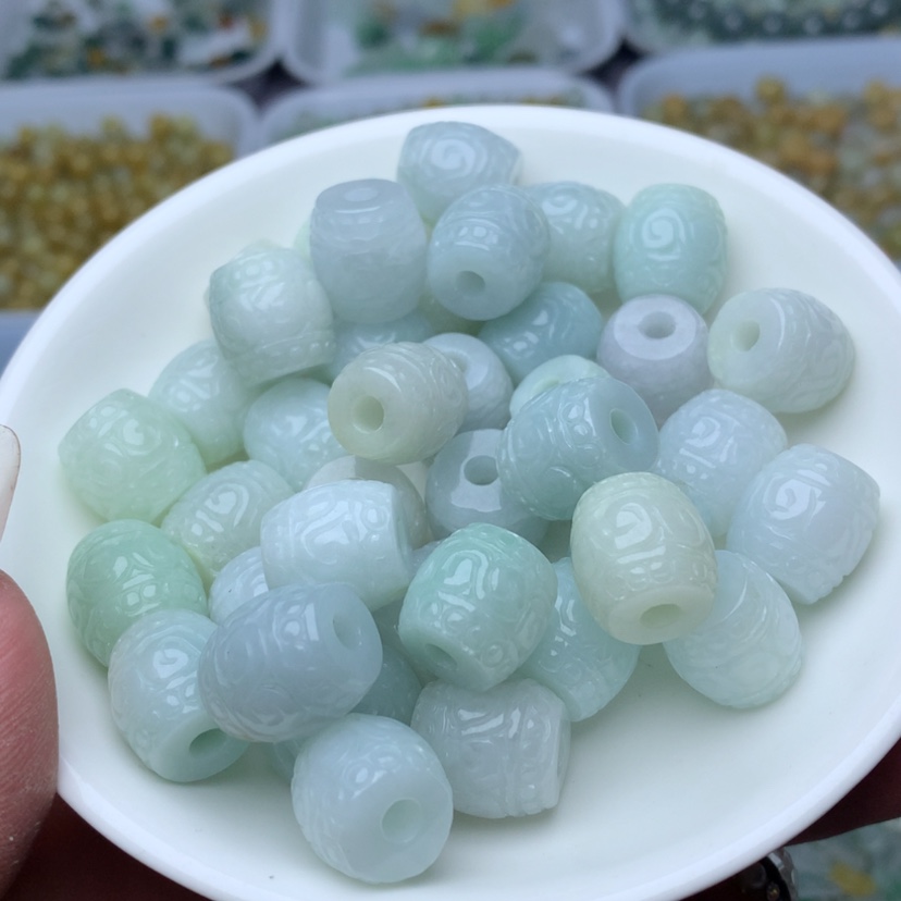 【闪购商品】翡翠手链未镶嵌卡12.7*12.8回纹珠1个