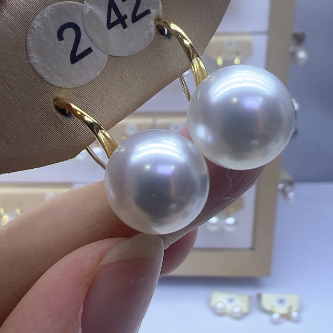 银S925镶嵌淡水珍珠耳饰