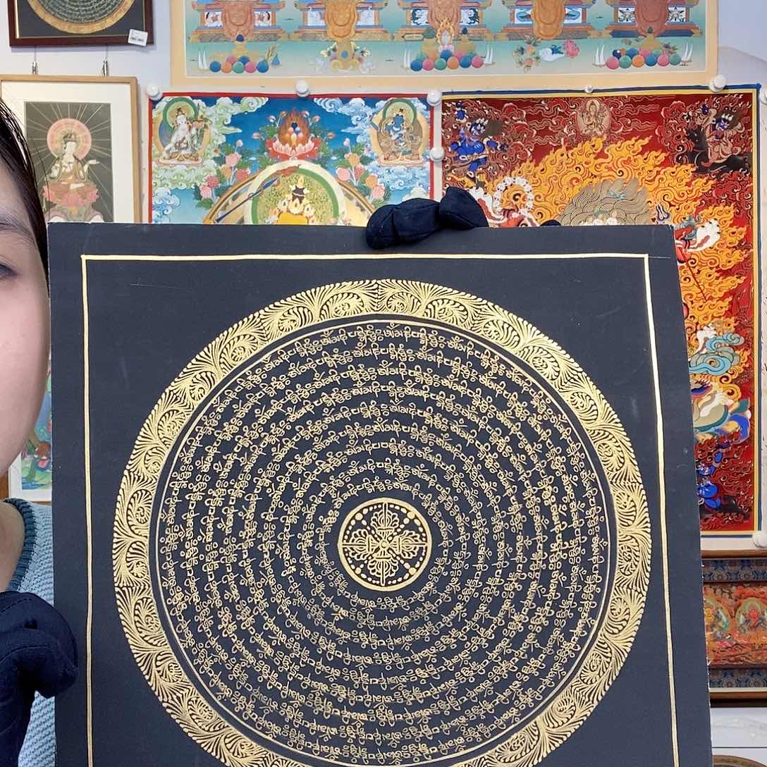 装裱画纯手绘唐卡30厘米左右六字真言