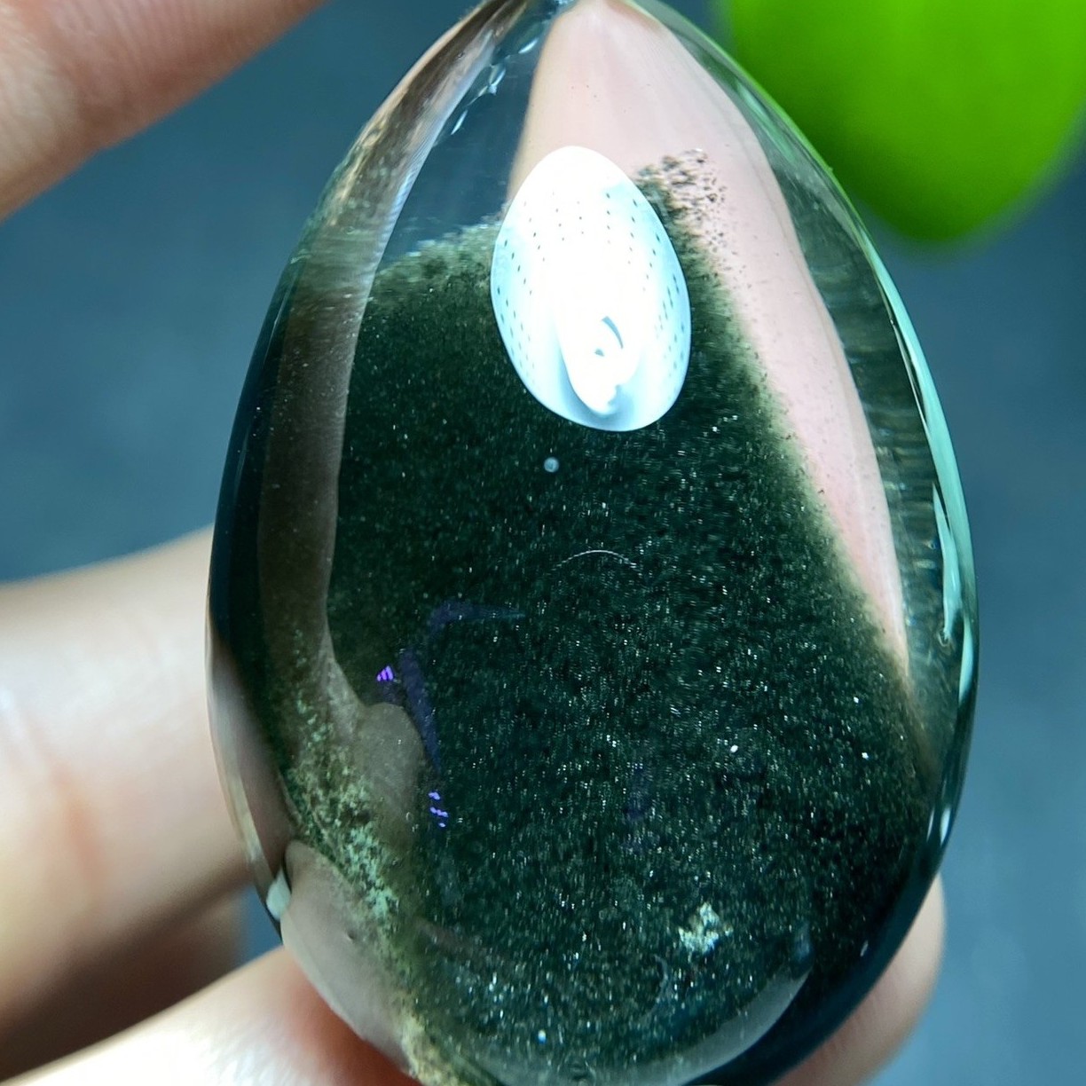 老矿天然幽灵水滴吊坠，晶体通透，尺寸：38-24-17mm，重约：19克，